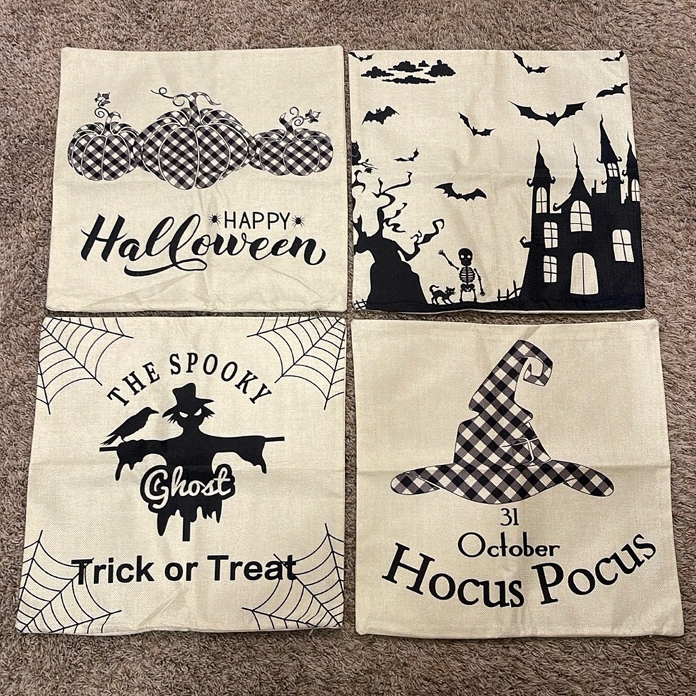 Halloween Set Of 4 Pillow Covers
